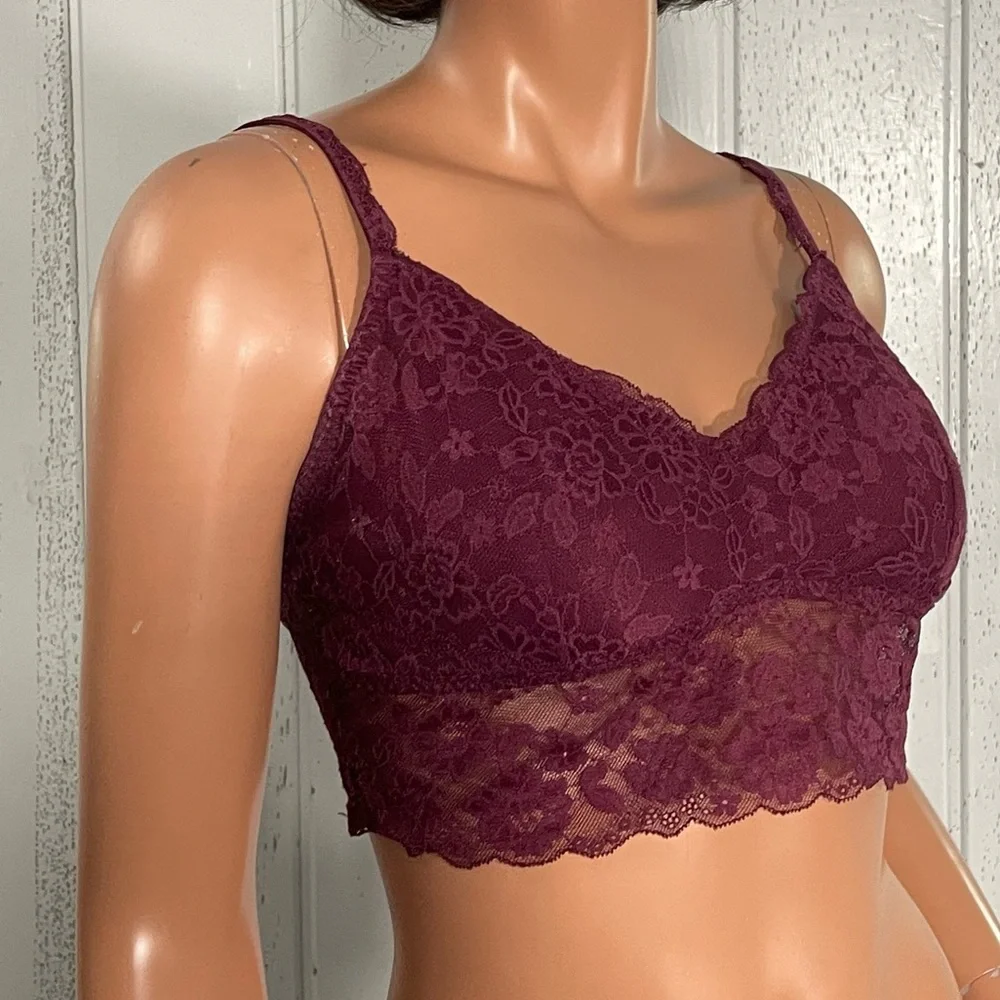 Gilly Hicks women's Wine  Lace Bralette Sz L